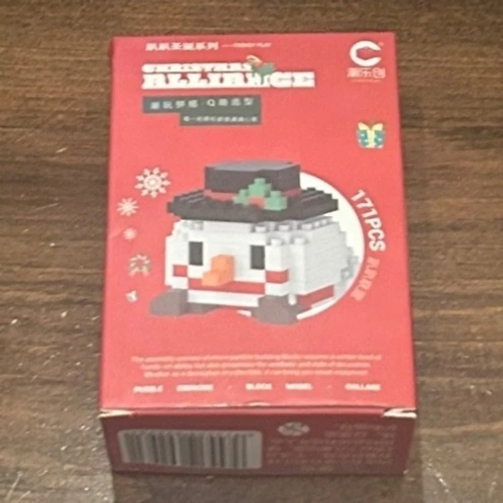 Christmas Snowman Micro Blocks Kid White Holiday Toy Fun Stocking Stuffer Puzzle
